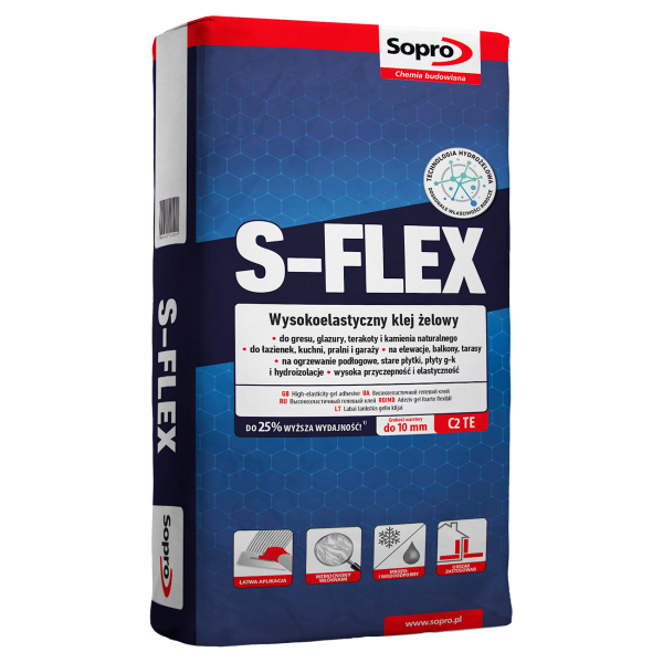 SOPRO S-FLEX - Highly Elastic Gel Tile Adhesive- Grey (22.5kg)