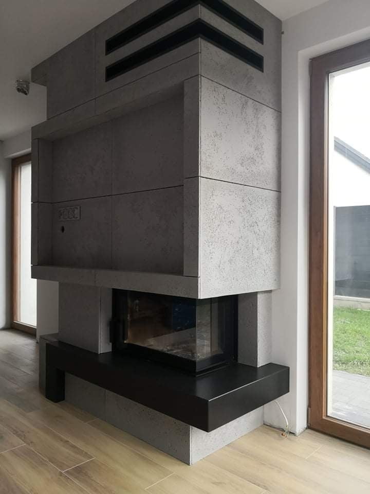 Architectural Concrete on a Fireplace